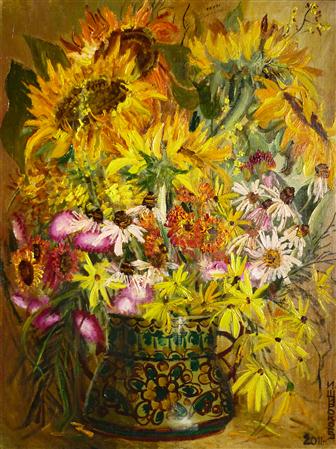 Shirokova, Inna, 'Gelbe Blumen', (2011, Öl auf Leinwand)